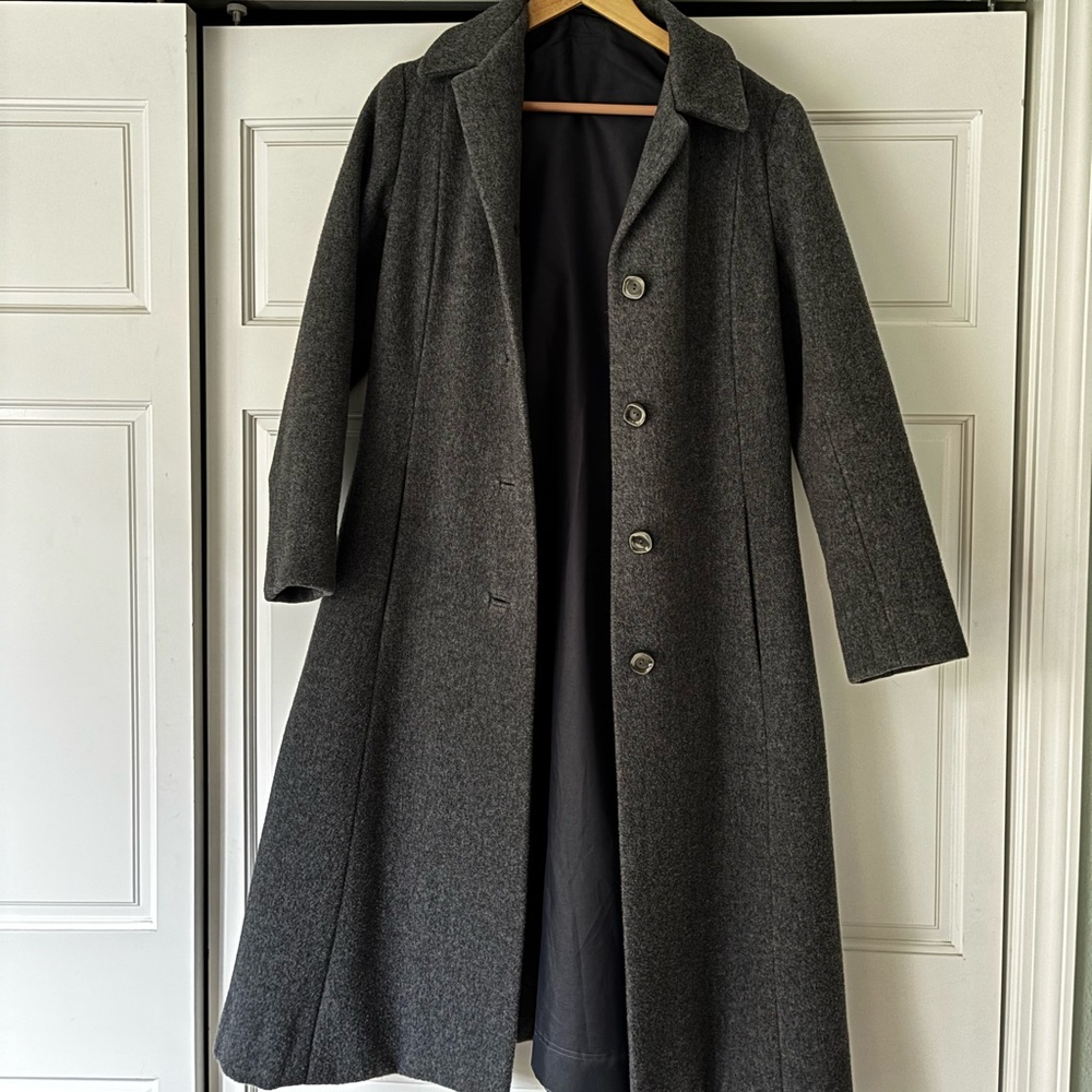 Elegant Wool Gray Long Coat